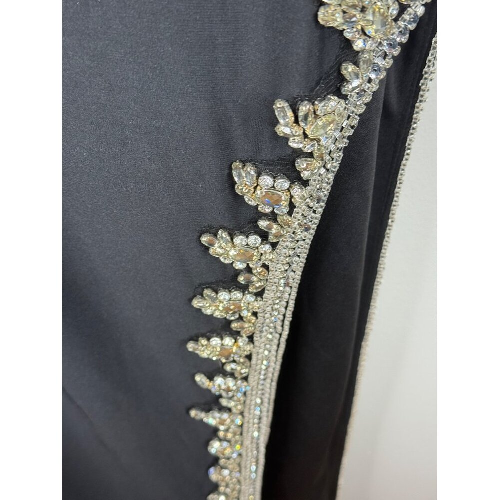 MAC DUGGAL Black Maxi DRESS Size 2 Rhinestone Side Slit Cami Bodycon 42002 New - Picture 7 of 8